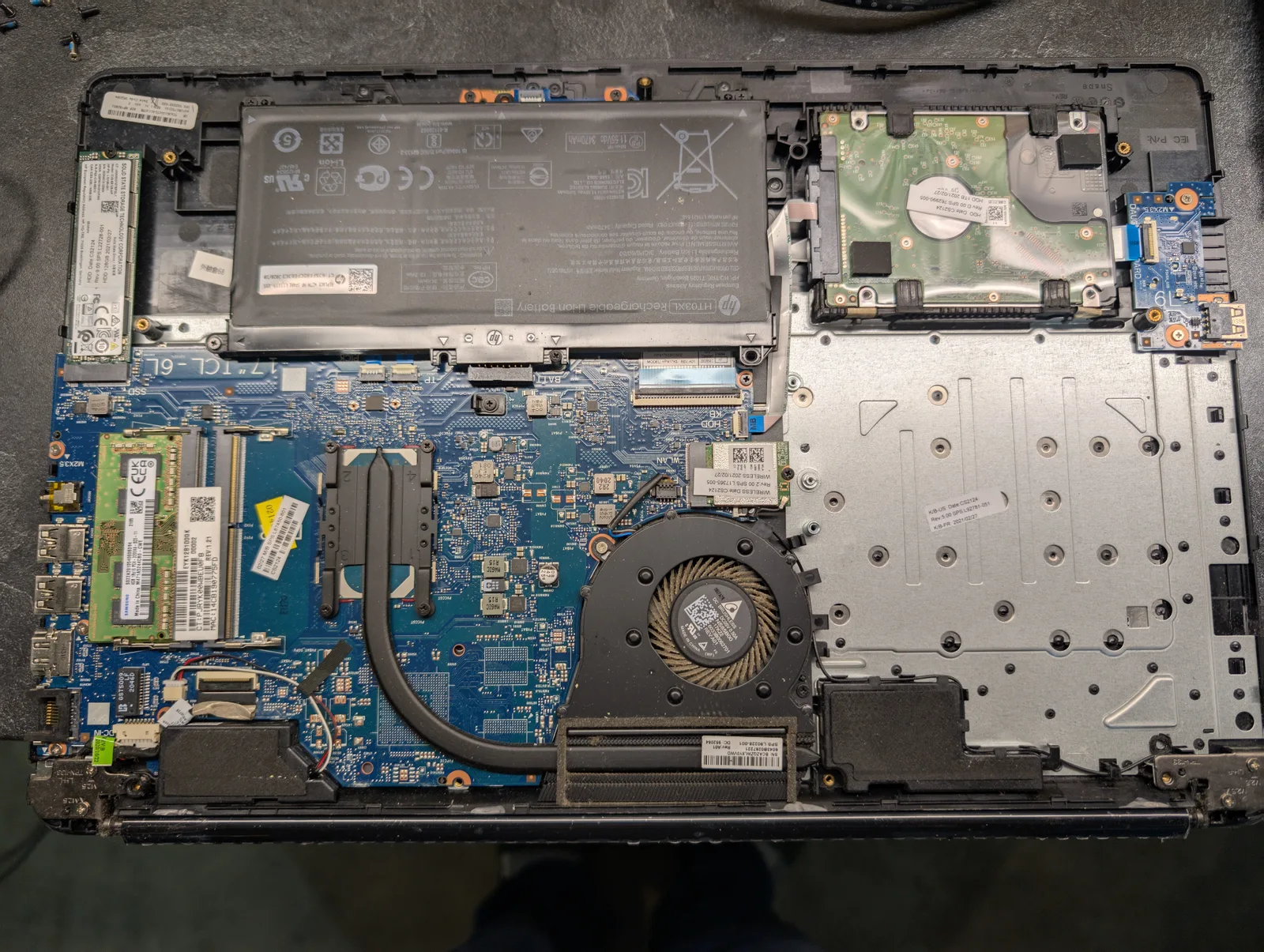 Vue intérieure d’un portable HP